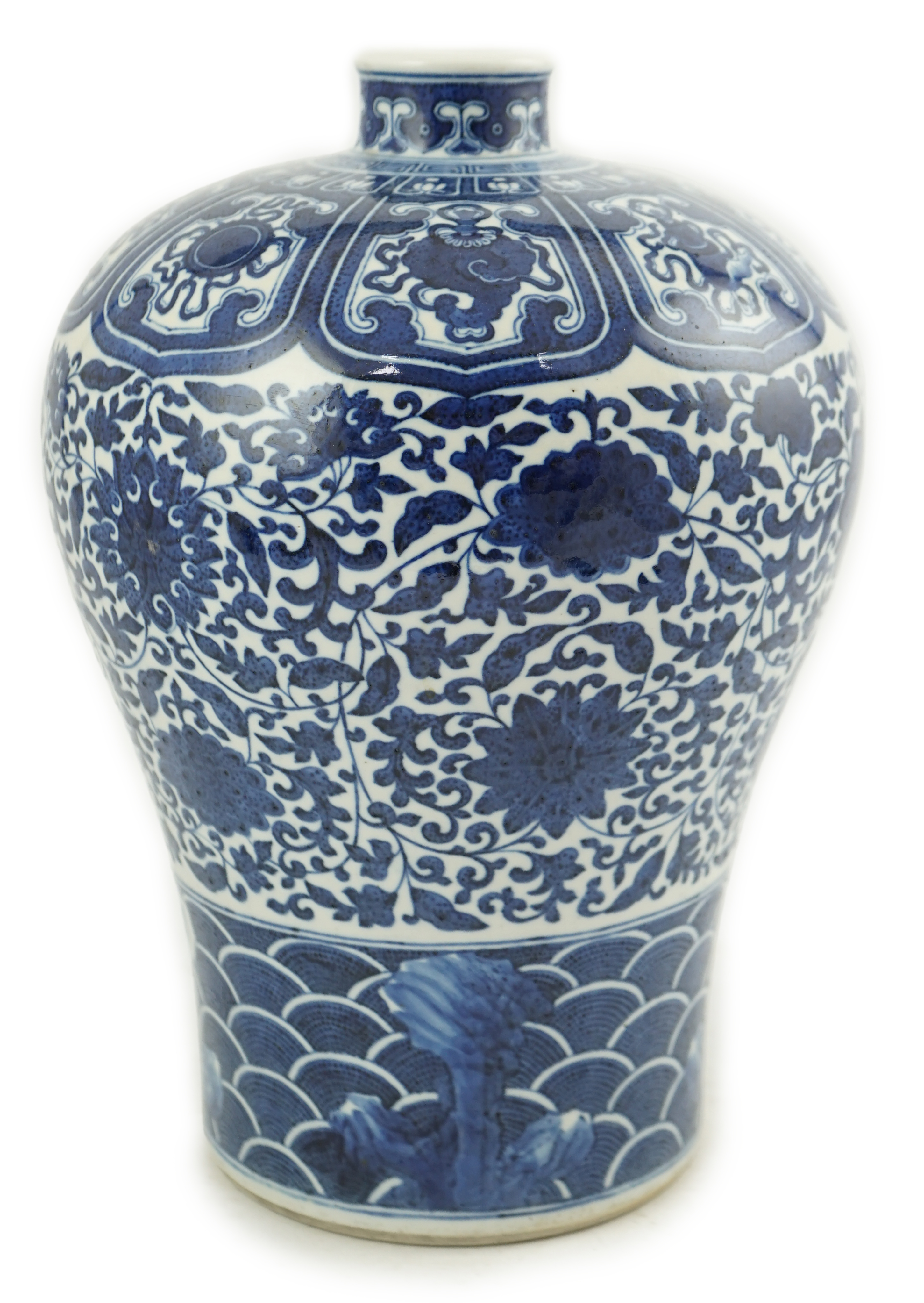 A Chinese blue and white meiping, Qianlong mark, early 20th century